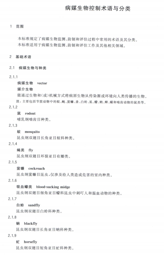 根据国家标准 GB/T 31721-2015,蛾蠓并不属于病媒生物 图片来源:《病媒生物控制术语与分类》 图片
